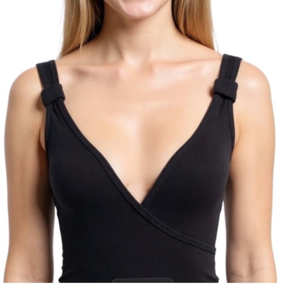Abercrombie & Fitch Black Ribbed Wrap Tank Bodysuit - XS
